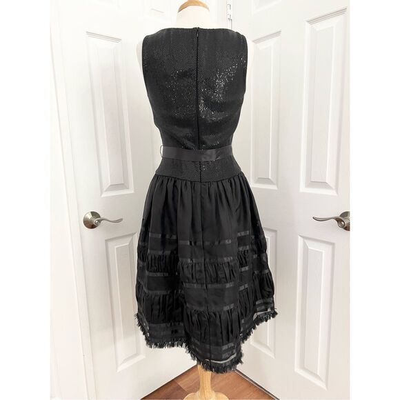 St. John Womens Black Sleeveless Evening Sparkle Silk Wool Cocktail Dress Size 6 - Picture 3 of 8